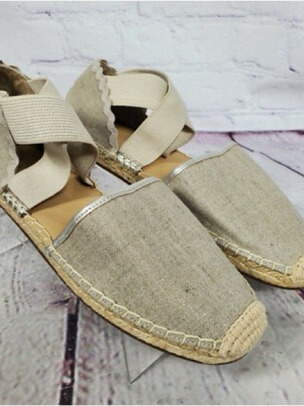 Land's End Canvas Espadrille Flats with Elastic Cross Straps